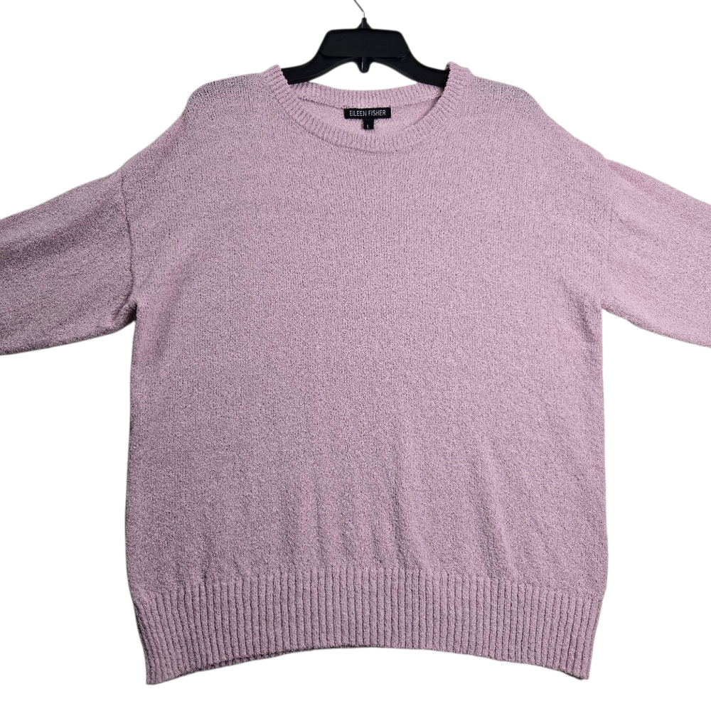 Eileen Fisher Large Pink Long Sleeve‎ Pullover Lightweight Crew Sweater - Picture 5 of 12